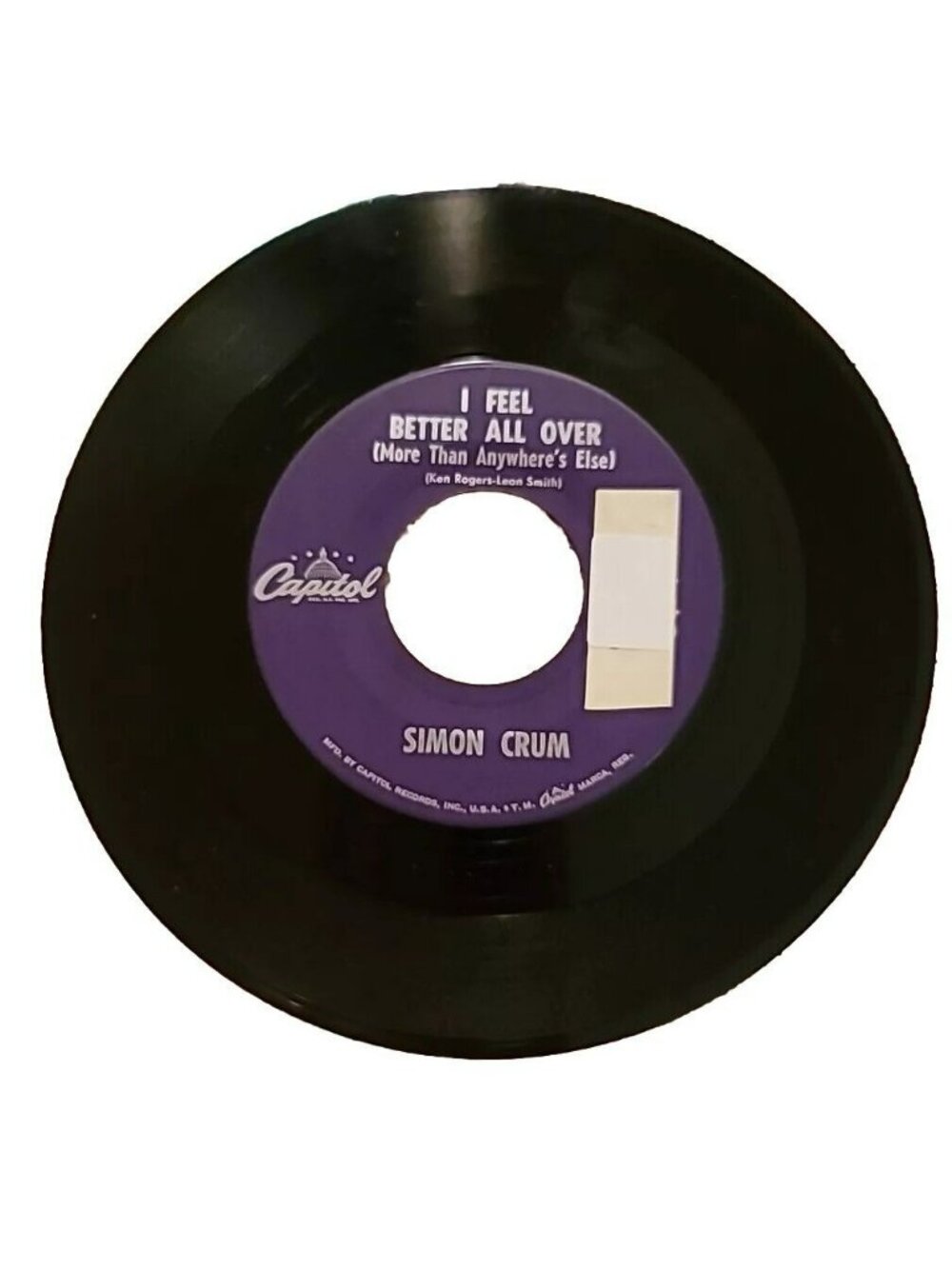 Simon Crum 45 Record Country Music I Fell Better All Over / Fiddler 17164DH